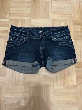 Esprit Dark Blue Denim Cuffed Low Rise Jean Shorts Vintage Y2K